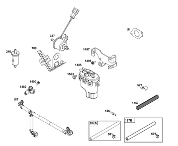 Fuel Supply Group Diagram and Parts List for 54E177-0011-J1  Briggs and Stratton Engine